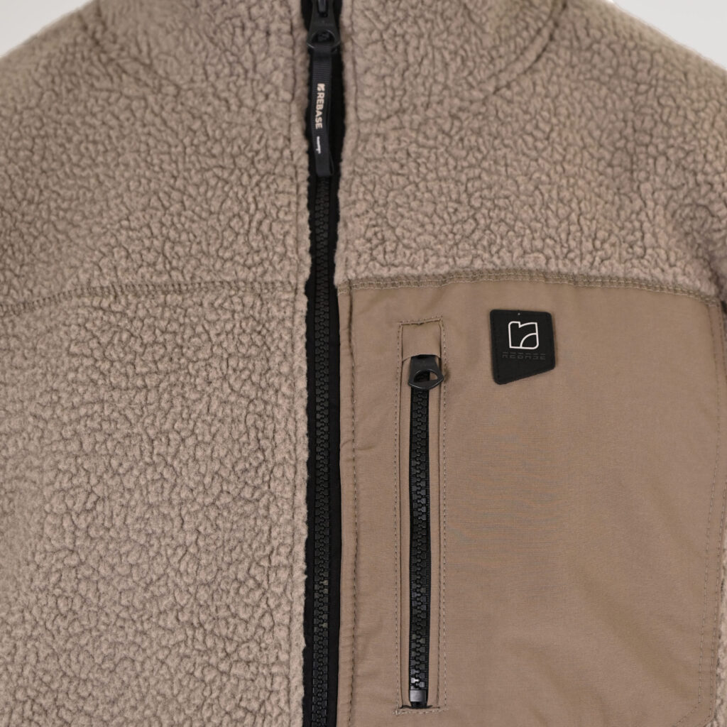 262RFT-7080 SHERPA FULL ZIP WITH PATCH CHEST POCKET TAUPE