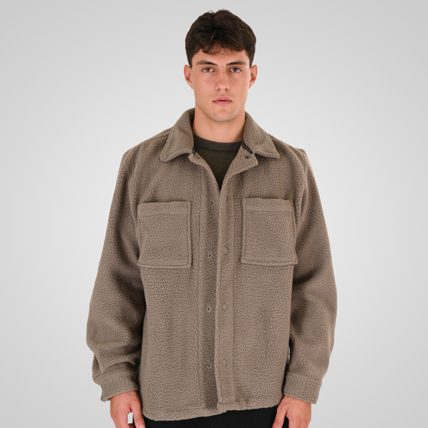 262RFT-7082 SHERPA OVERSHIRT WITH CHEST POCKETS TAUPE - Image 1