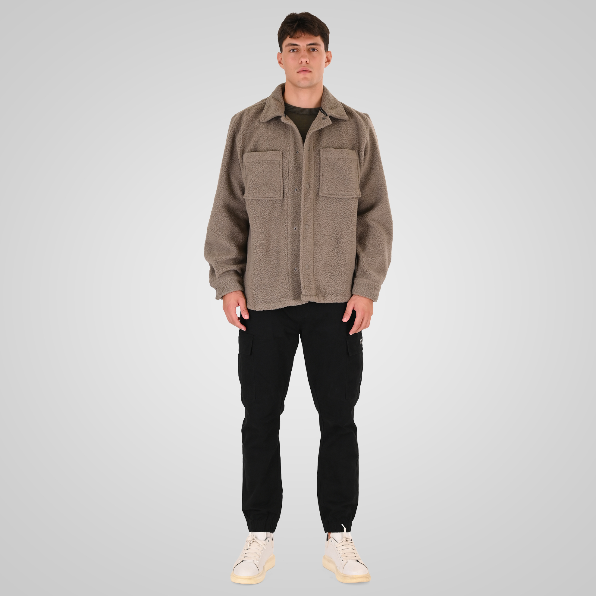 262RFT-7082 SHERPA OVERSHIRT WITH CHEST POCKETS TAUPE - Image 2