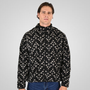 262RFT-7090 SHERPA FLEECE TOP FULL ZIP WITH ALL OVER PRINT AND POCKETS BLACK