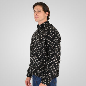 262RFT-7090 SHERPA FLEECE TOP FULL ZIP WITH ALL OVER PRINT AND POCKETS BLACK - Image 3