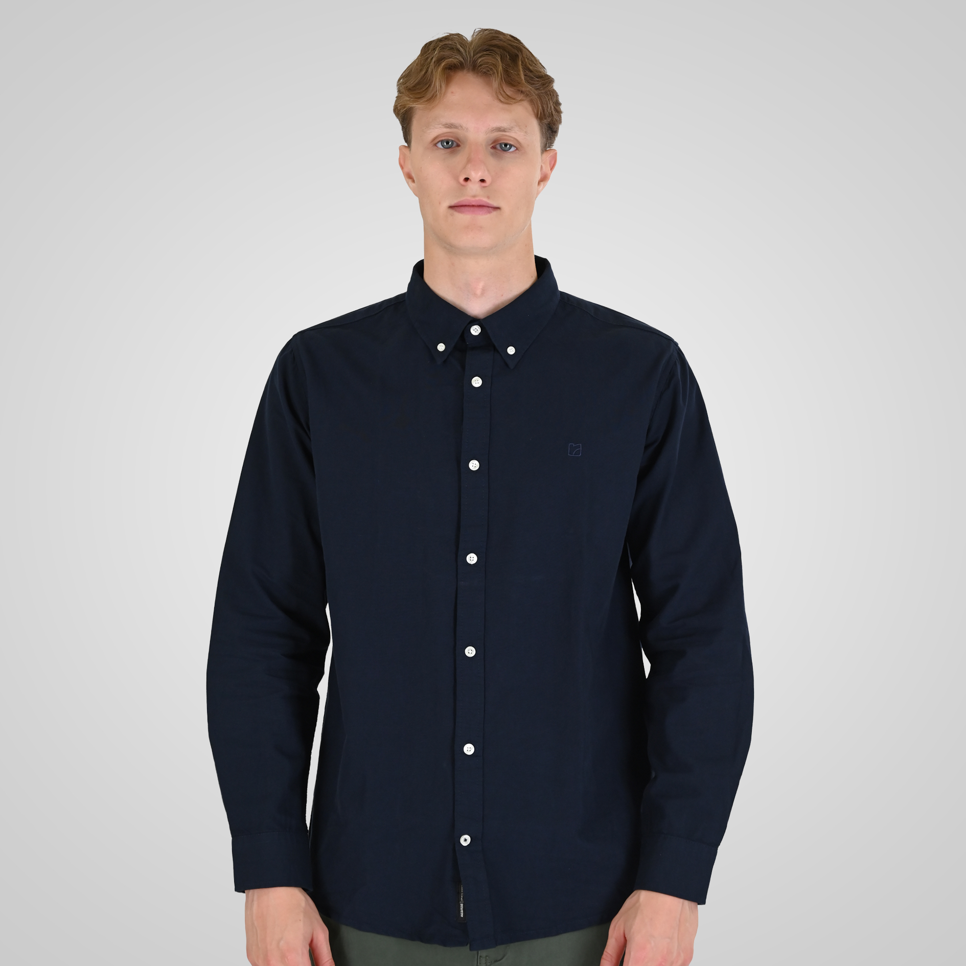 262RGS-5205 OXFORD SHIRTS WITH DENSE EMBROIDERY BLUE MELANGE - Image 1