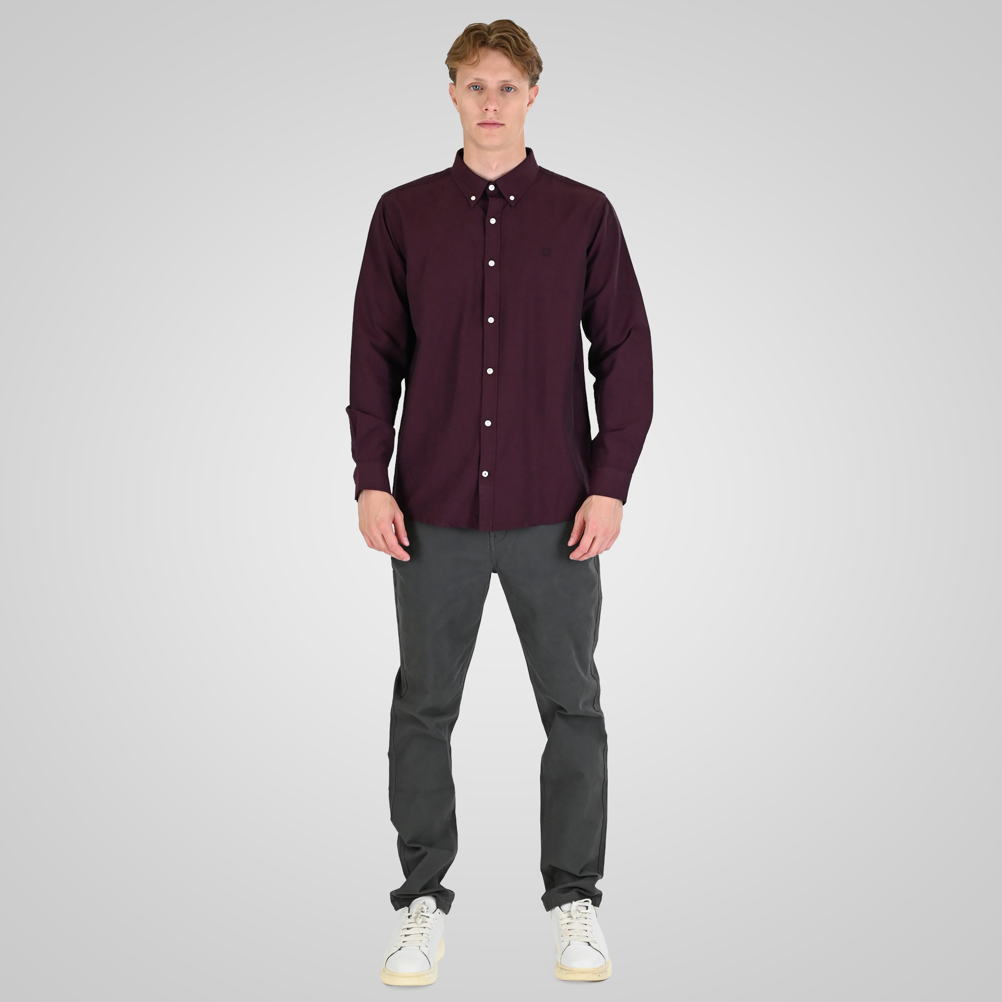 262RGS-5205 OXFORD SHIRTS WITH DENSE EMBROIDERY BORDEAUX MELANGE - Image 2