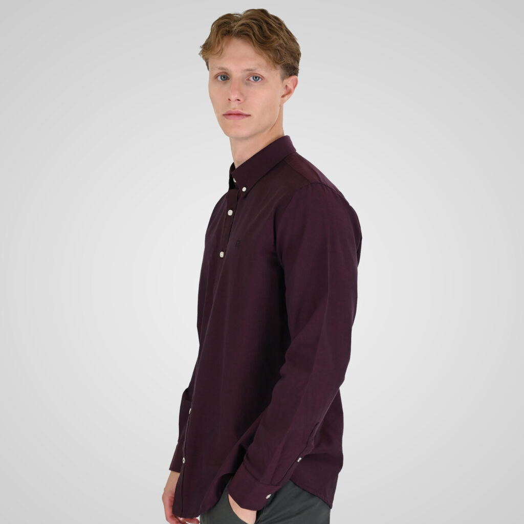 262RGS-5205 OXFORD SHIRTS WITH DENSE EMBROIDERY BORDEAUX MELANGE