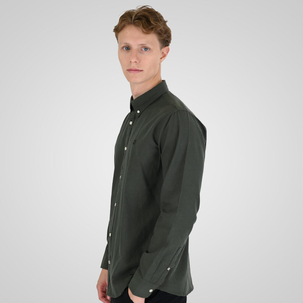 262RGS-5205 OXFORD SHIRTS WITH DENSE EMBROIDERY DK KHAKI MELANGE