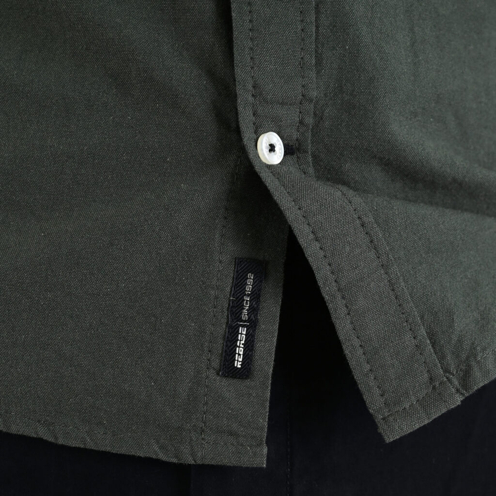 262RGS-5205 OXFORD SHIRTS WITH DENSE EMBROIDERY DK KHAKI MELANGE