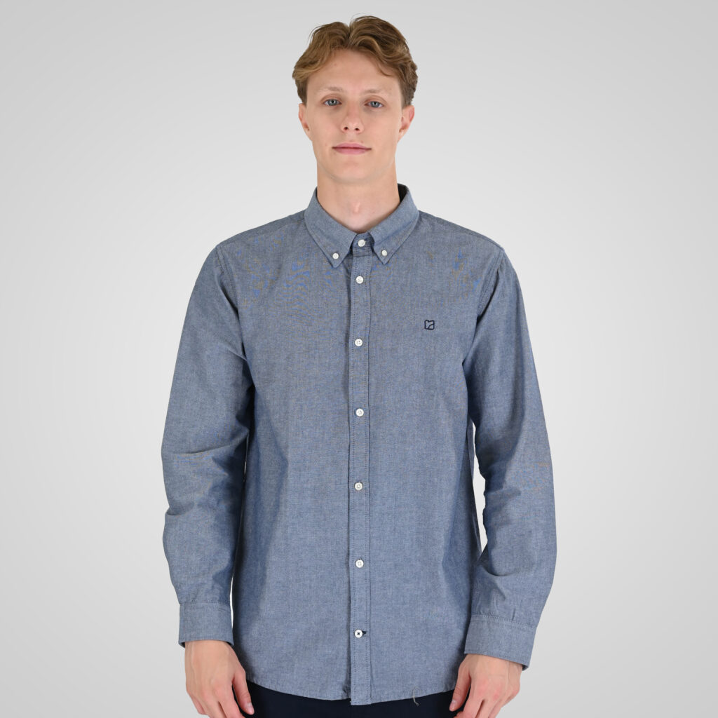 262RGS-5205 OXFORD SHIRTS WITH DENSE EMBROIDERY OXFORD BLUE MELANGE