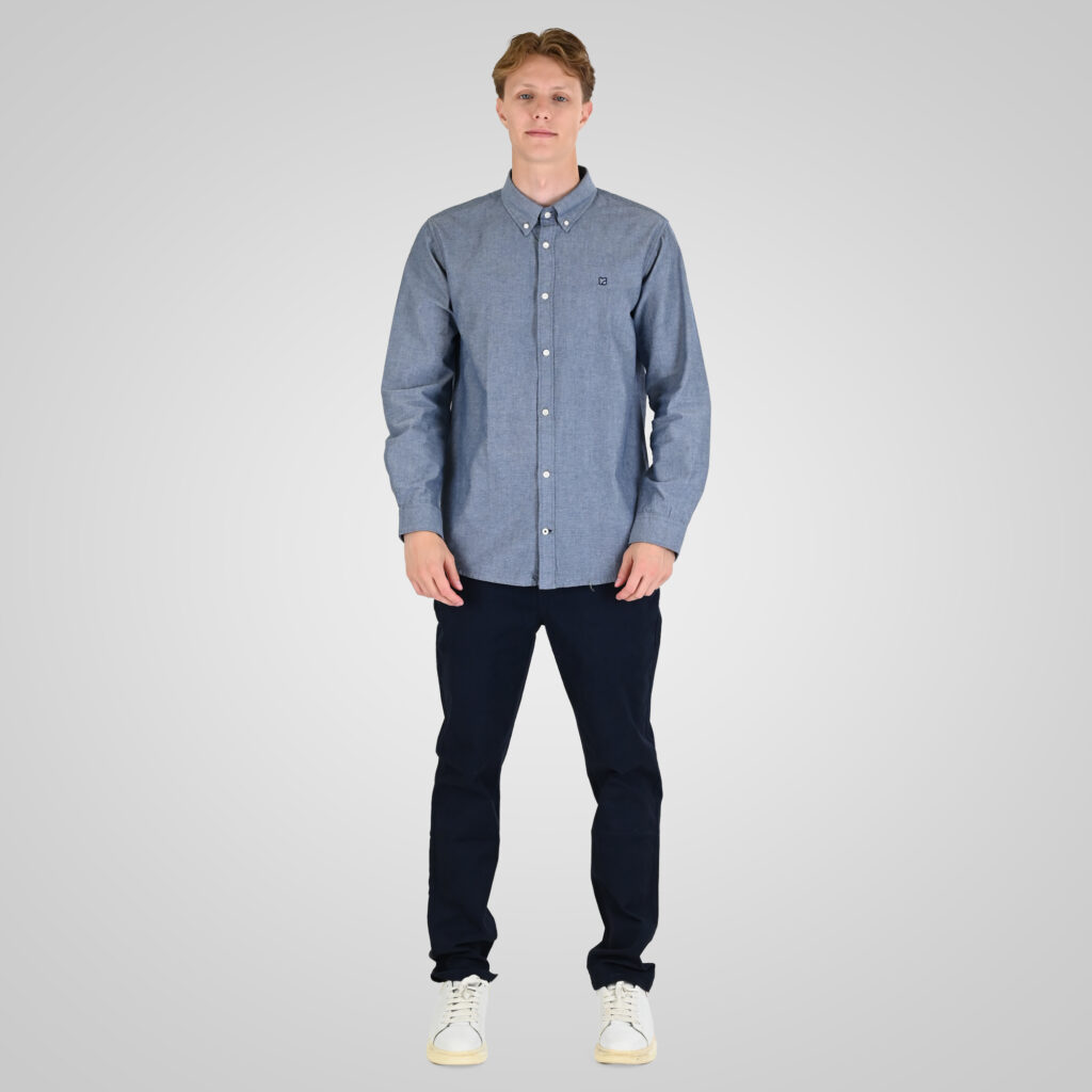 262RGS-5205 OXFORD SHIRTS WITH DENSE EMBROIDERY OXFORD BLUE MELANGE