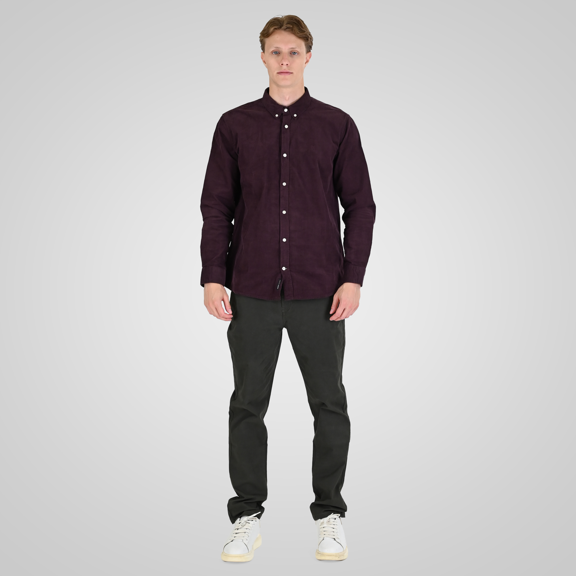 262RGS-5206 SHIRTS WITH DENSE EMBROIDERY (BABY CORDUROY) AUBERGINE - Image 2