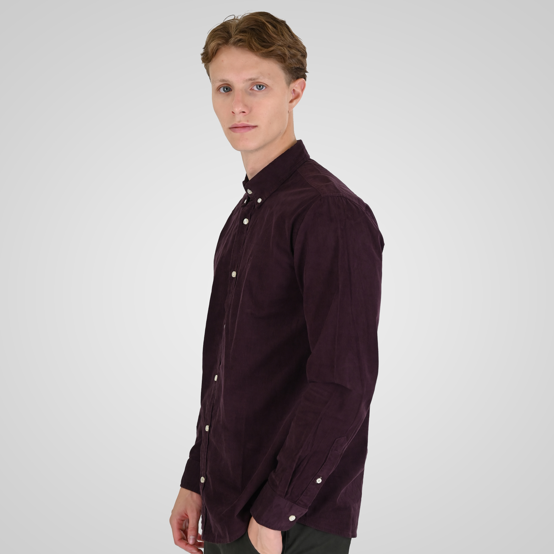 262RGS-5206 SHIRTS WITH DENSE EMBROIDERY (BABY CORDUROY) AUBERGINE - Image 3