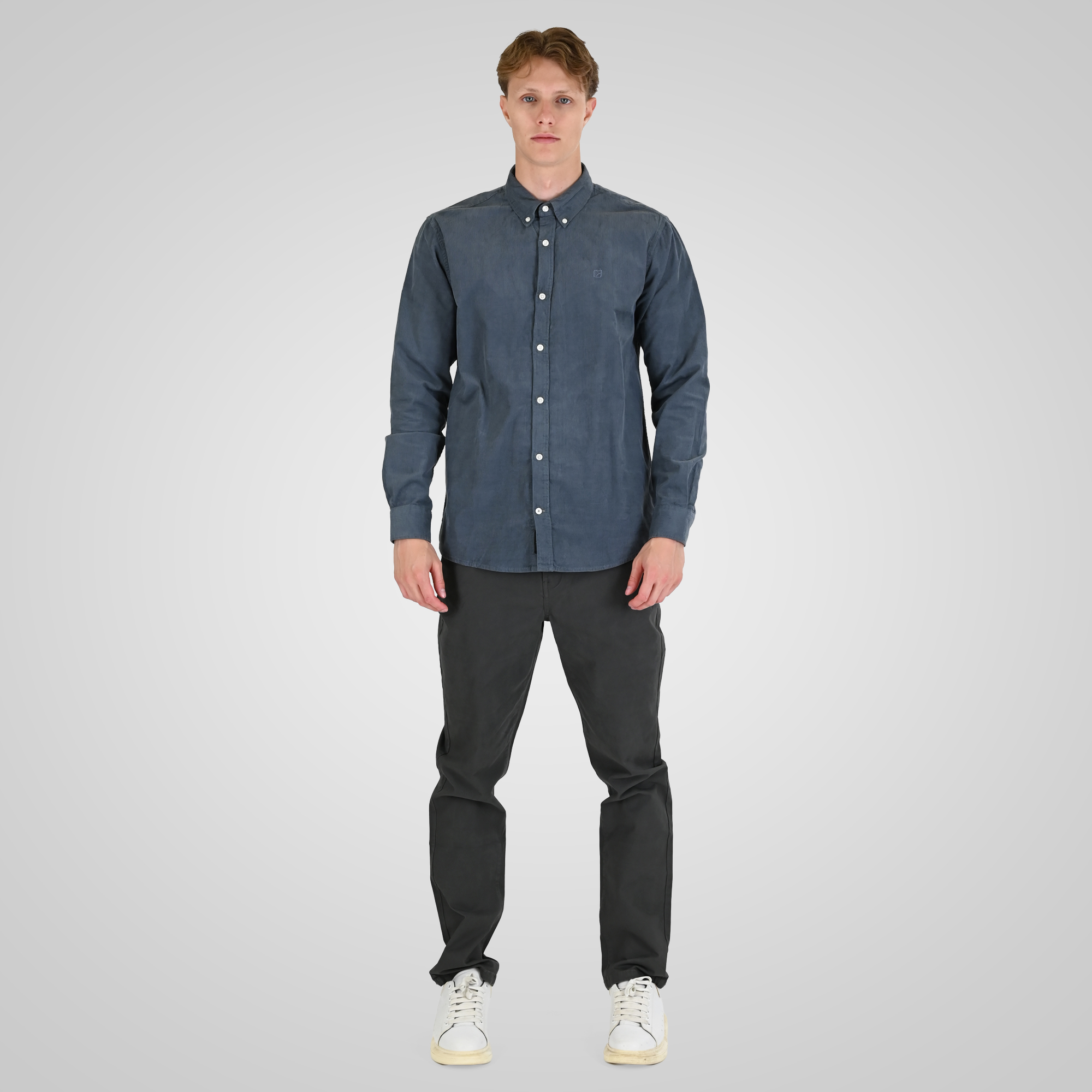 262RGS-5206 SHIRTS WITH DENSE EMBROIDERY (BABY CORDUROY) DUSTY BLUE - Image 2