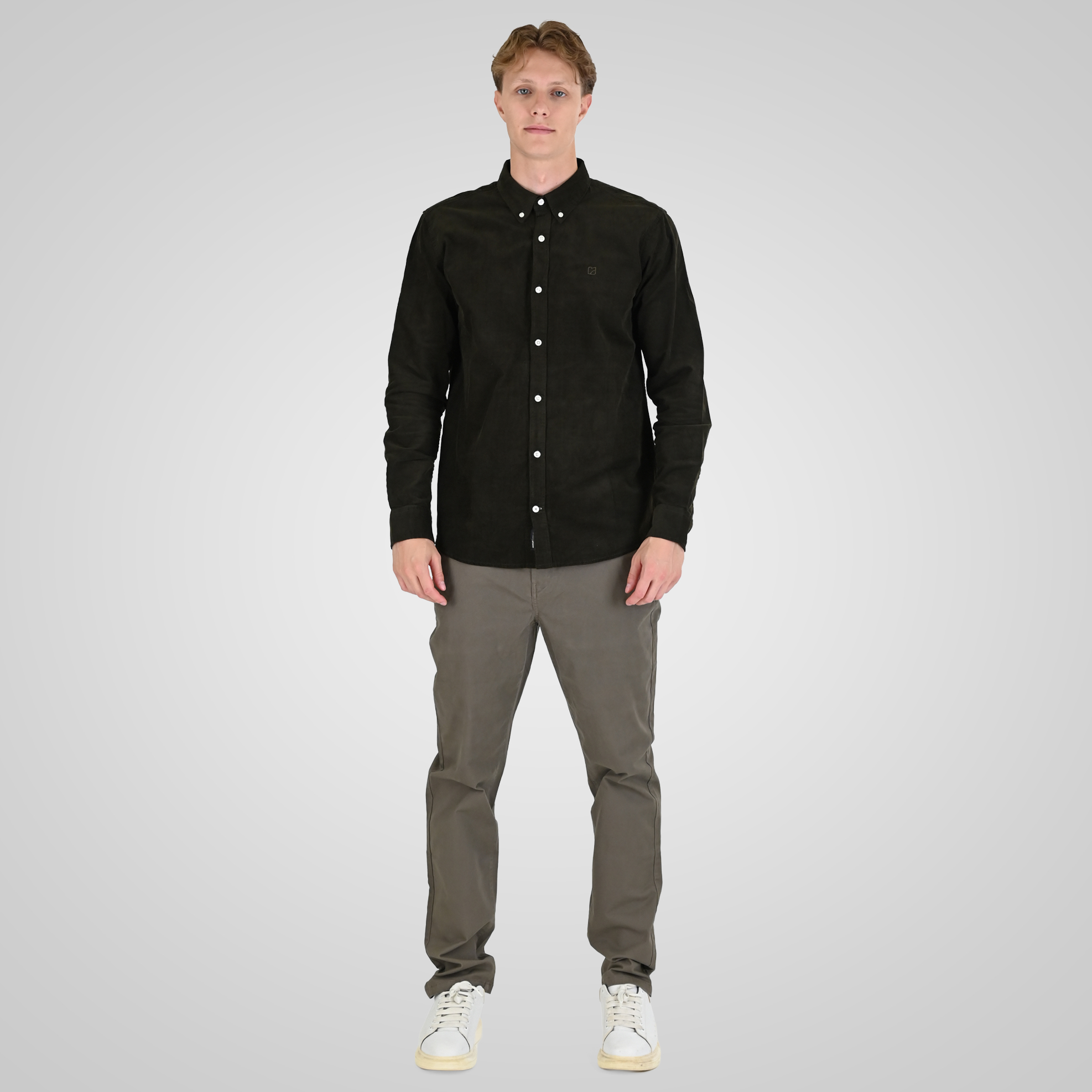 262RGS-5206 SHIRTS WITH DENSE EMBROIDERY (BABY CORDUROY) KHAKI - Image 2