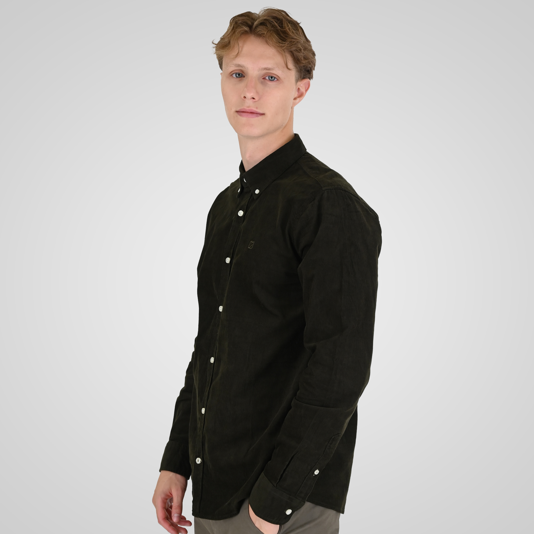 262RGS-5206 SHIRTS WITH DENSE EMBROIDERY (BABY CORDUROY) KHAKI - Image 3
