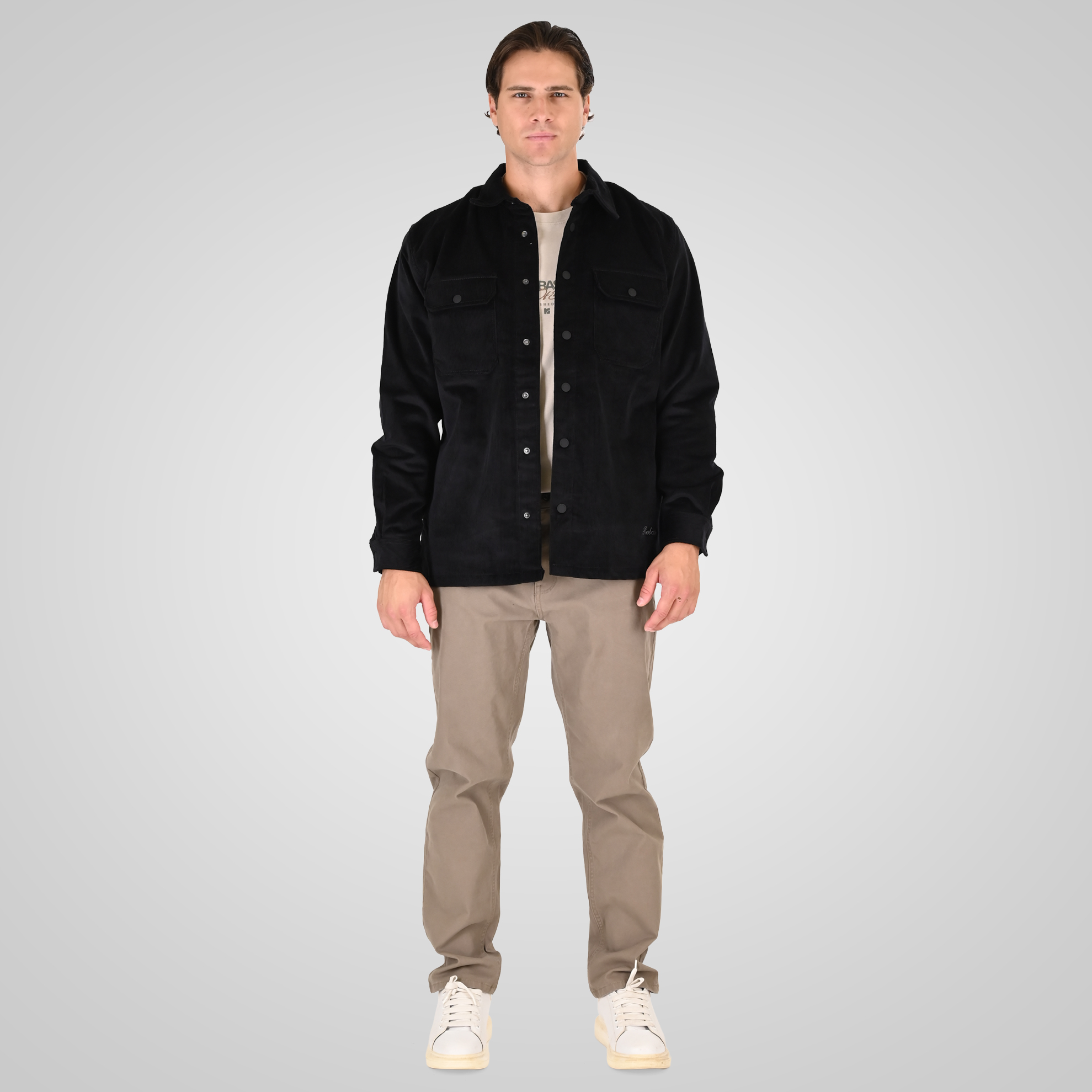262RGS-5207 OVERSHIRTS WITH LIGHT PADDING (HEAVY CORDUROY) BLACK - Image 2