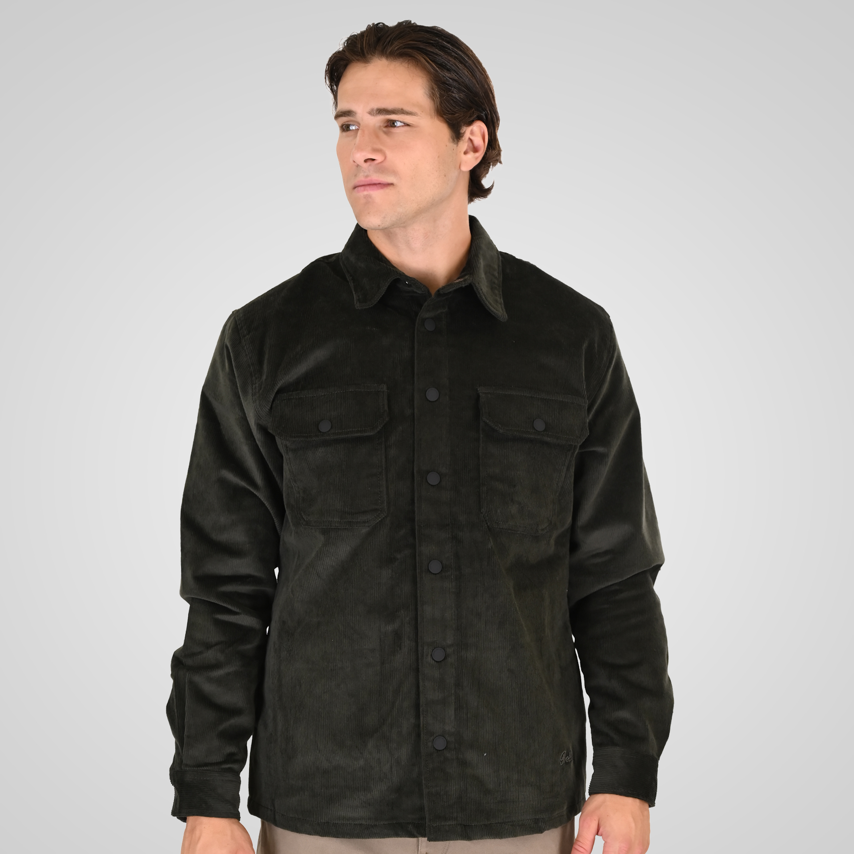 262RGS-5207 OVERSHIRTS WITH LIGHT PADDING (HEAVY CORDUROY) DK OLIVE - Image 1