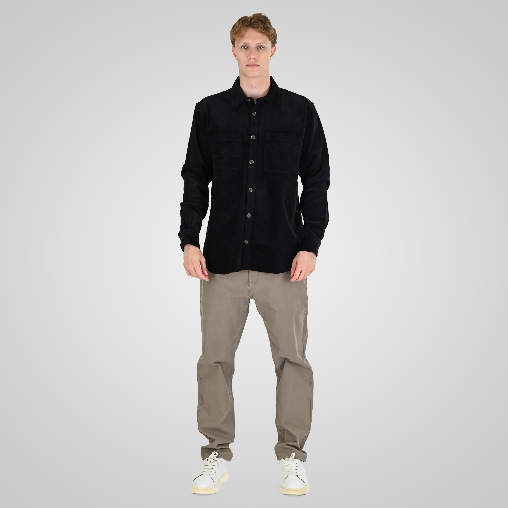 262RGS-5208 SHIRTS WITH CHEST POCKETS (HEAVY CORDUROY) (RELAXED FIT) BLACK - Image 2