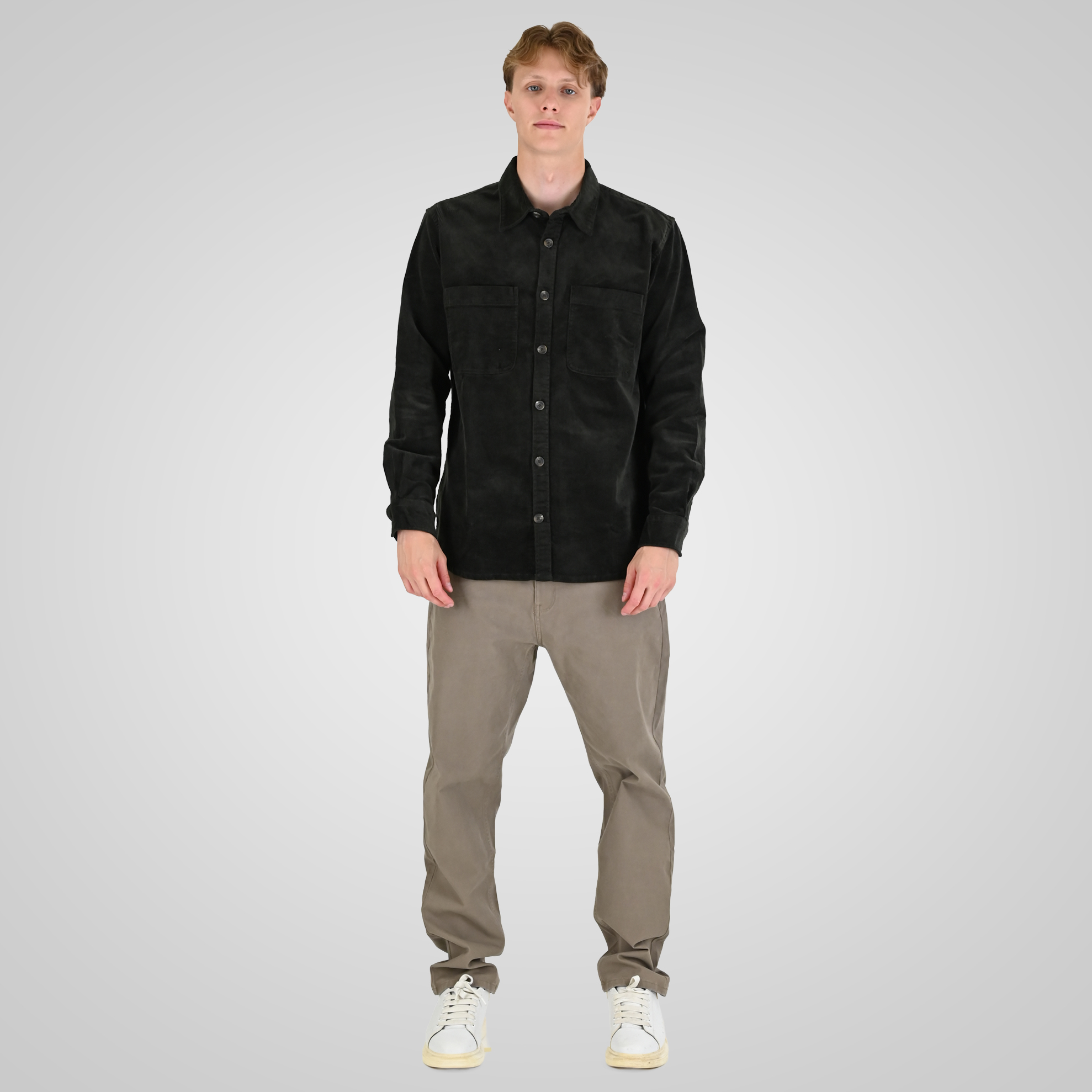 262RGS-5208 SHIRTS WITH CHEST POCKETS (HEAVY CORDUROY) (RELAXED FIT) DK OLIVE - Image 2
