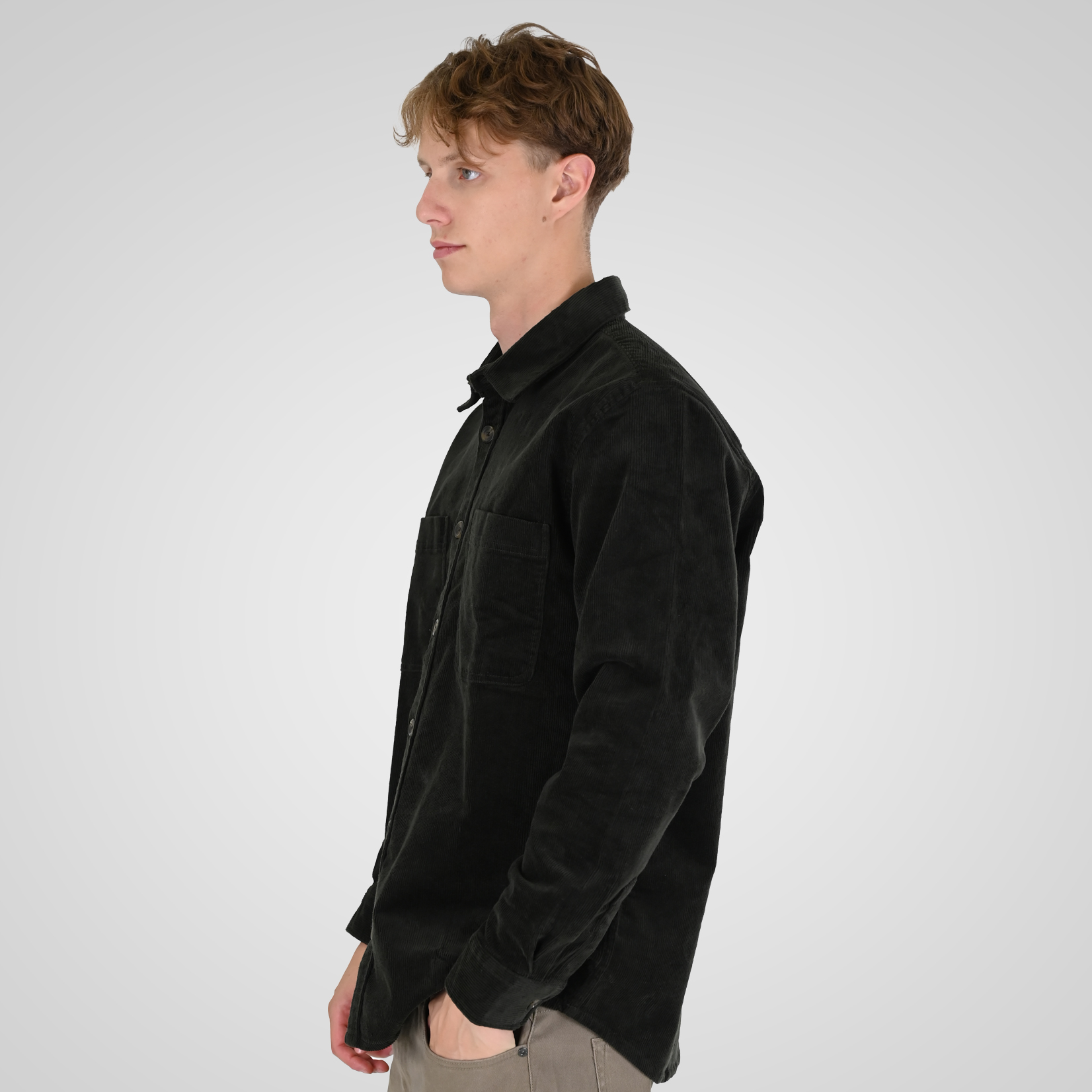 262RGS-5208 SHIRTS WITH CHEST POCKETS (HEAVY CORDUROY) (RELAXED FIT) DK OLIVE - Image 3