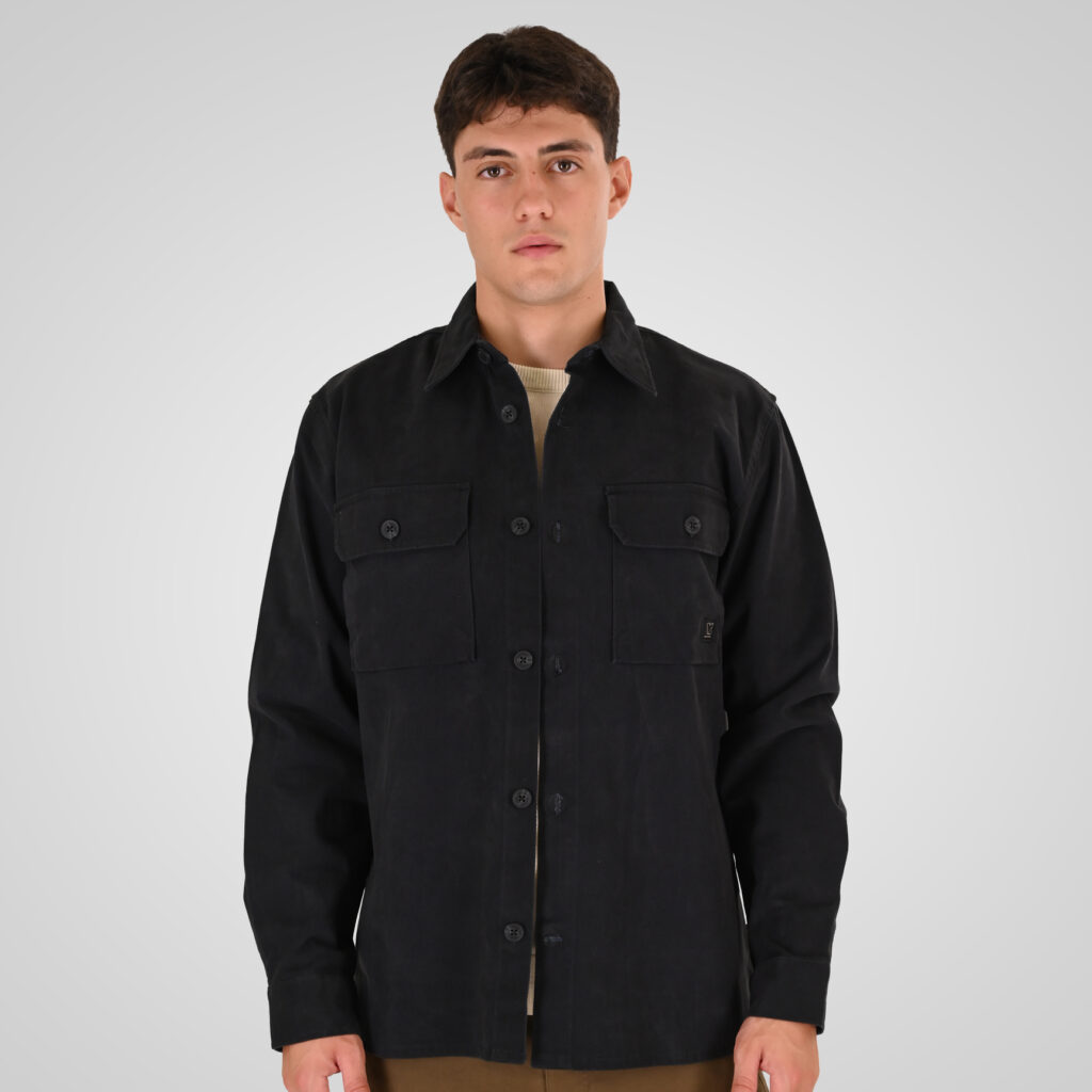 262RGS-5210 OVERSHIRTS (RELAXED FIT) (TWILL FABRIC) BLACK