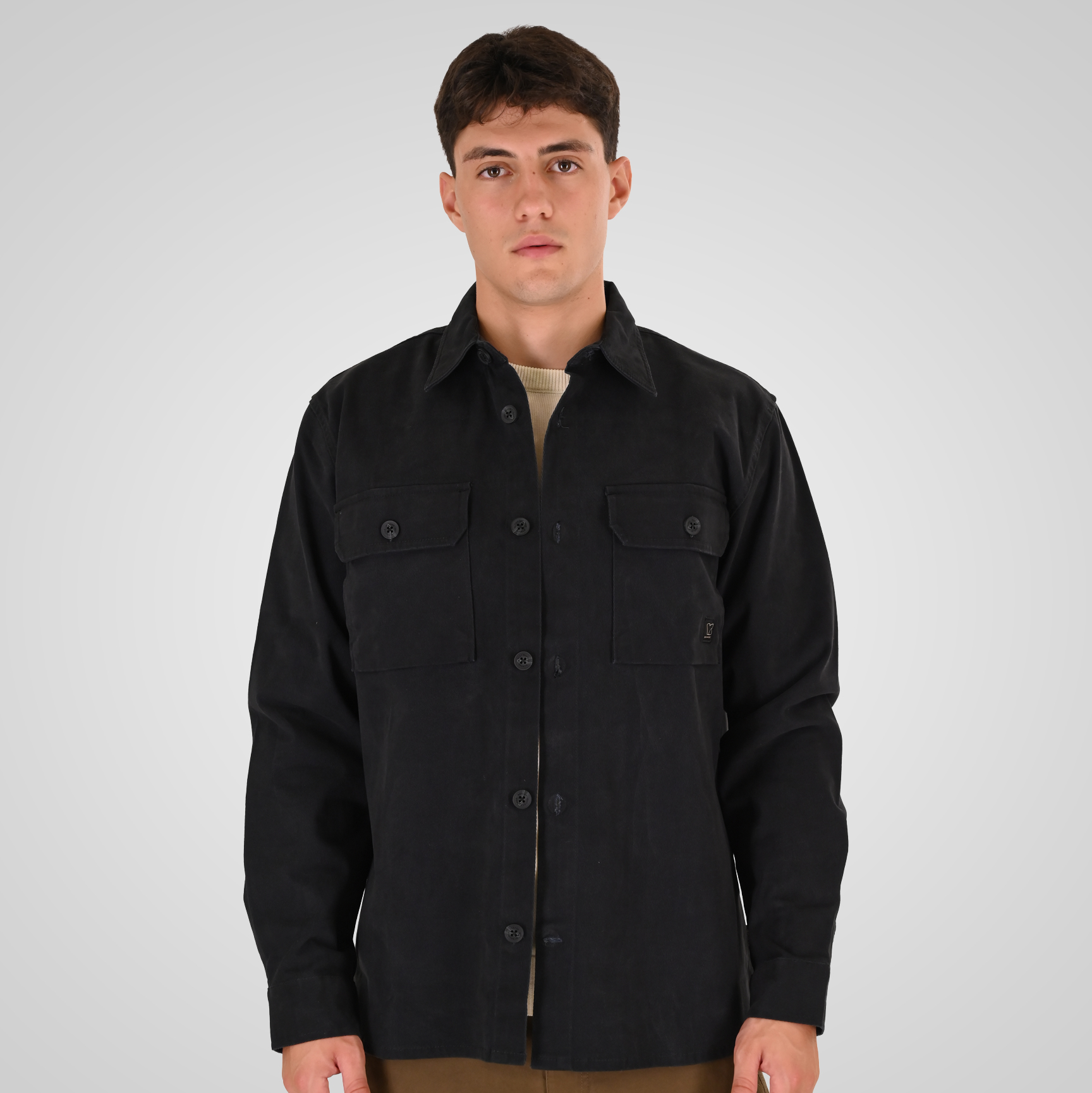 262RGS-5210 OVERSHIRTS (RELAXED FIT) (TWILL FABRIC) BLACK - Image 1