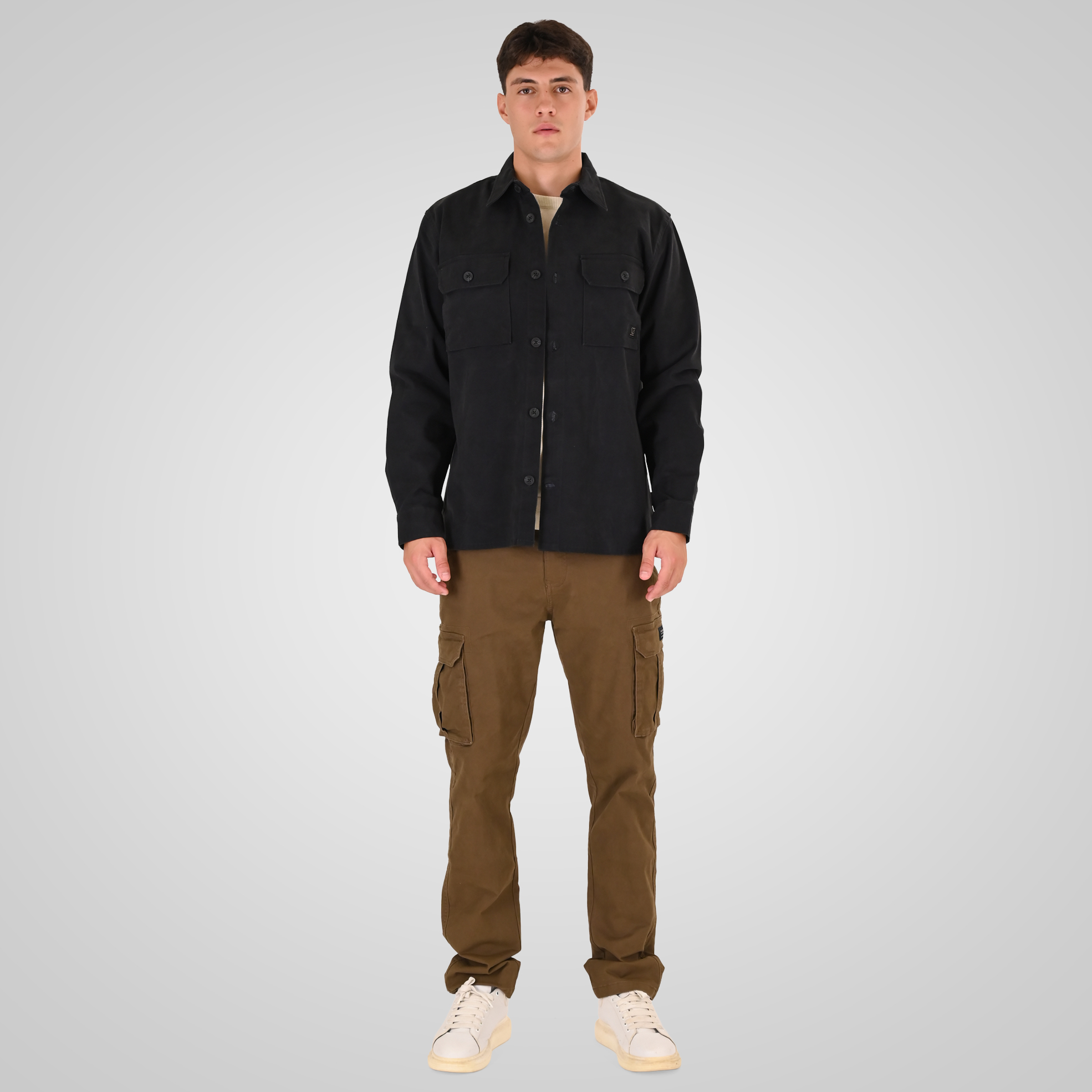 262RGS-5210 OVERSHIRTS (RELAXED FIT) (TWILL FABRIC) BLACK - Image 2