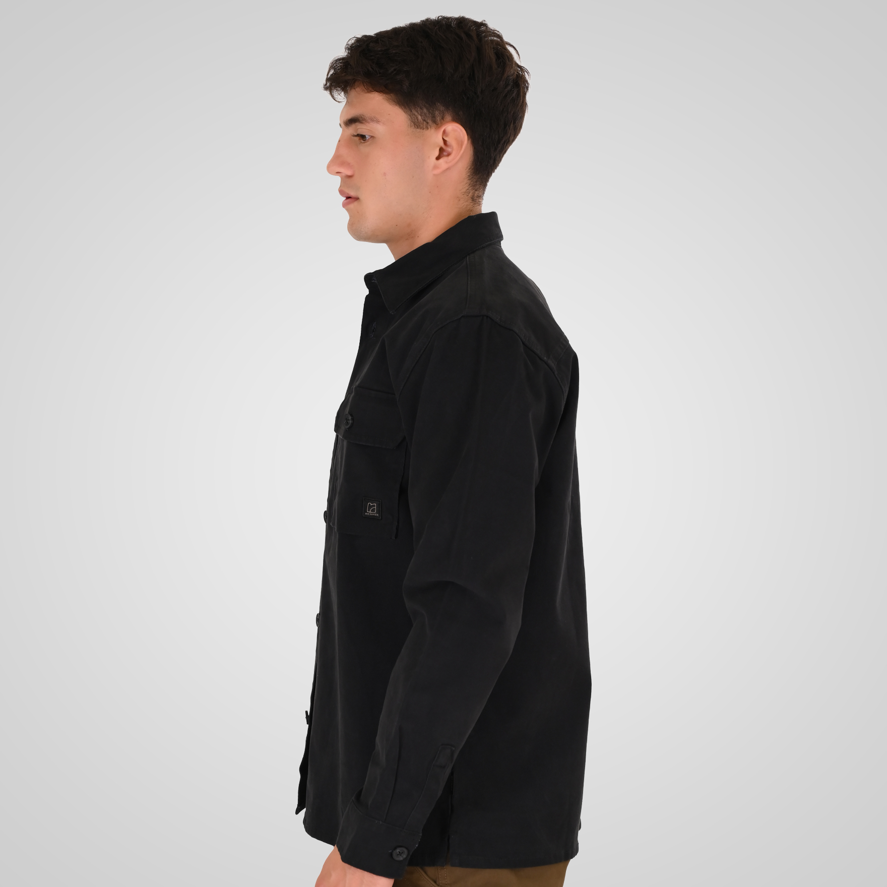 262RGS-5210 OVERSHIRTS (RELAXED FIT) (TWILL FABRIC) BLACK - Image 3