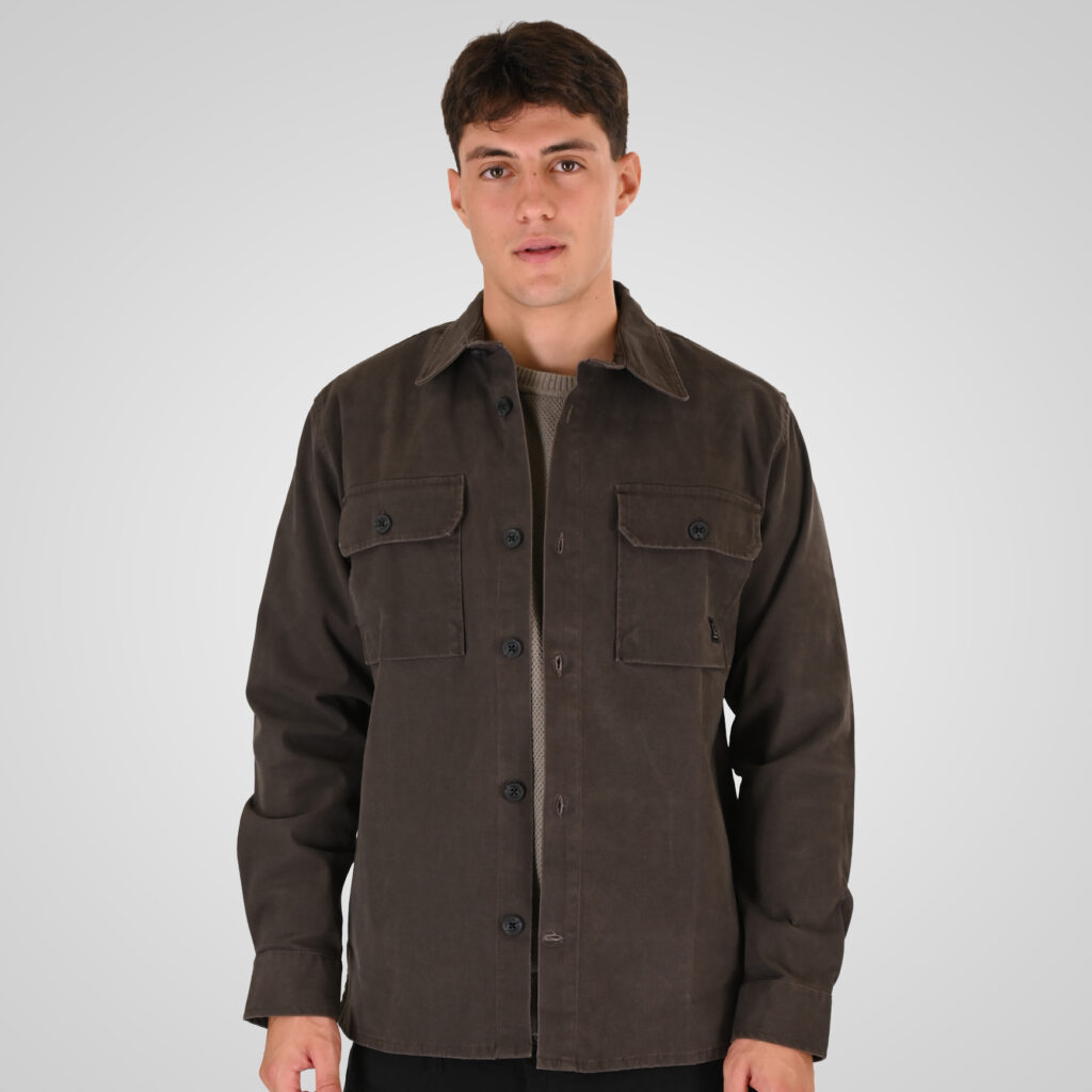 262RGS-5210 OVERSHIRTS (RELAXED FIT) (TWILL FABRIC) SHADOW GREY