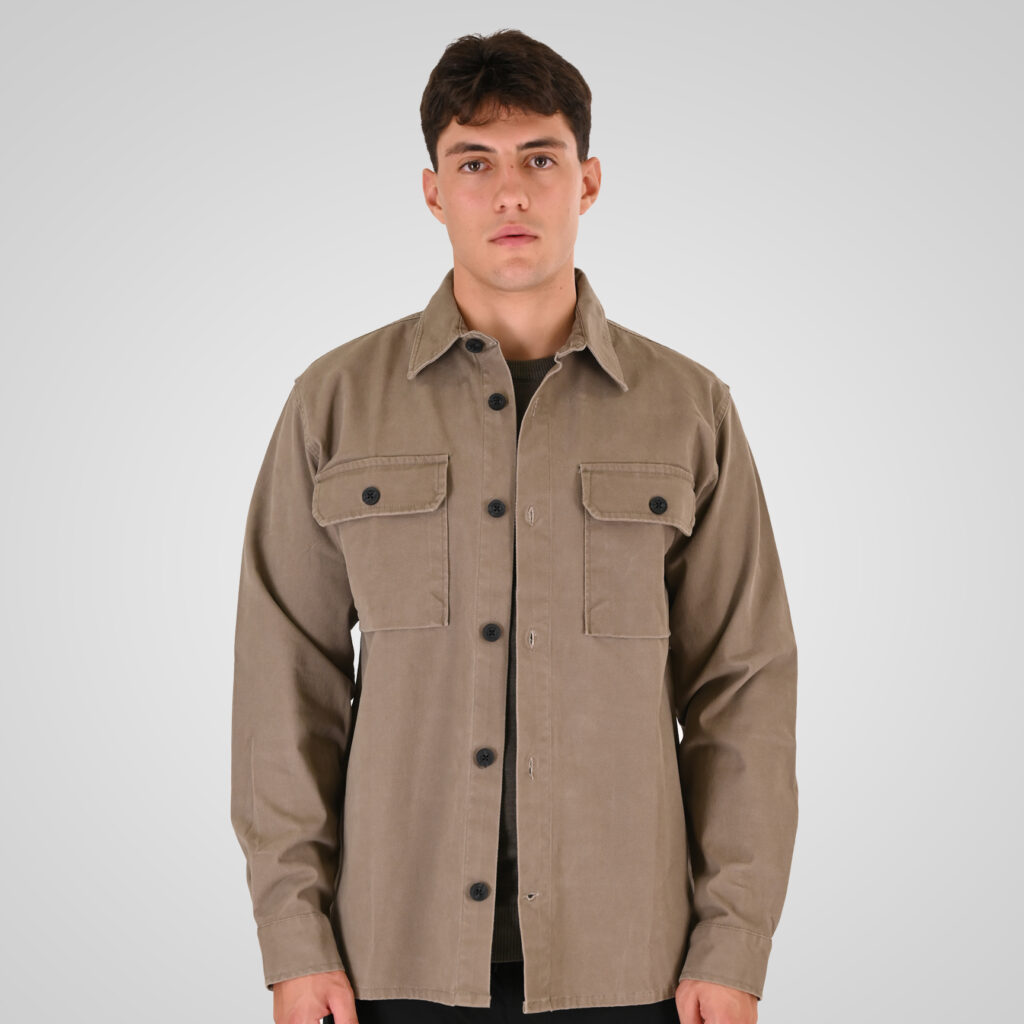 262RGS-5210 OVERSHIRTS (RELAXED FIT) (TWILL FABRIC) TAUPE