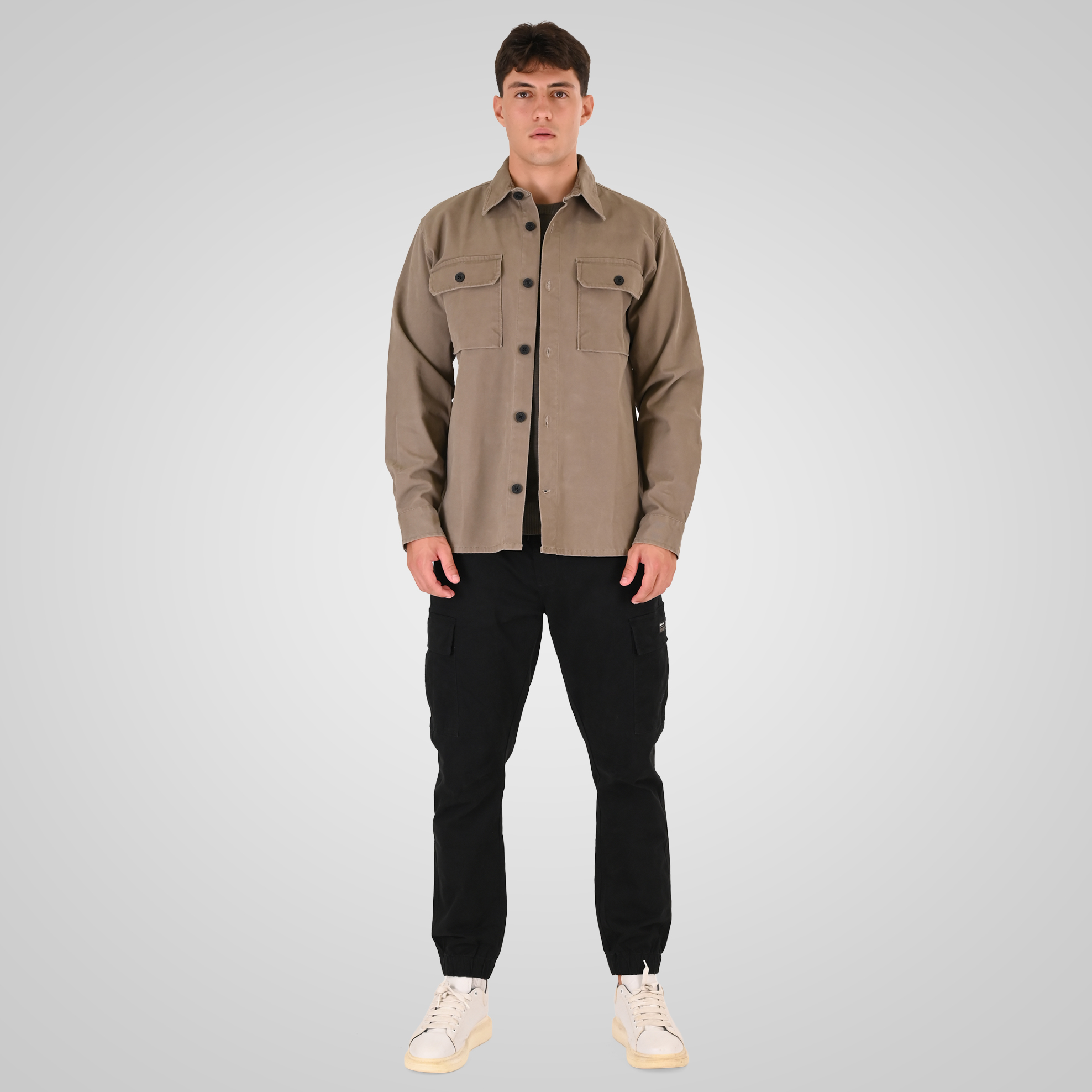 262RGS-5210 OVERSHIRTS (RELAXED FIT) (TWILL FABRIC) TAUPE - Image 2
