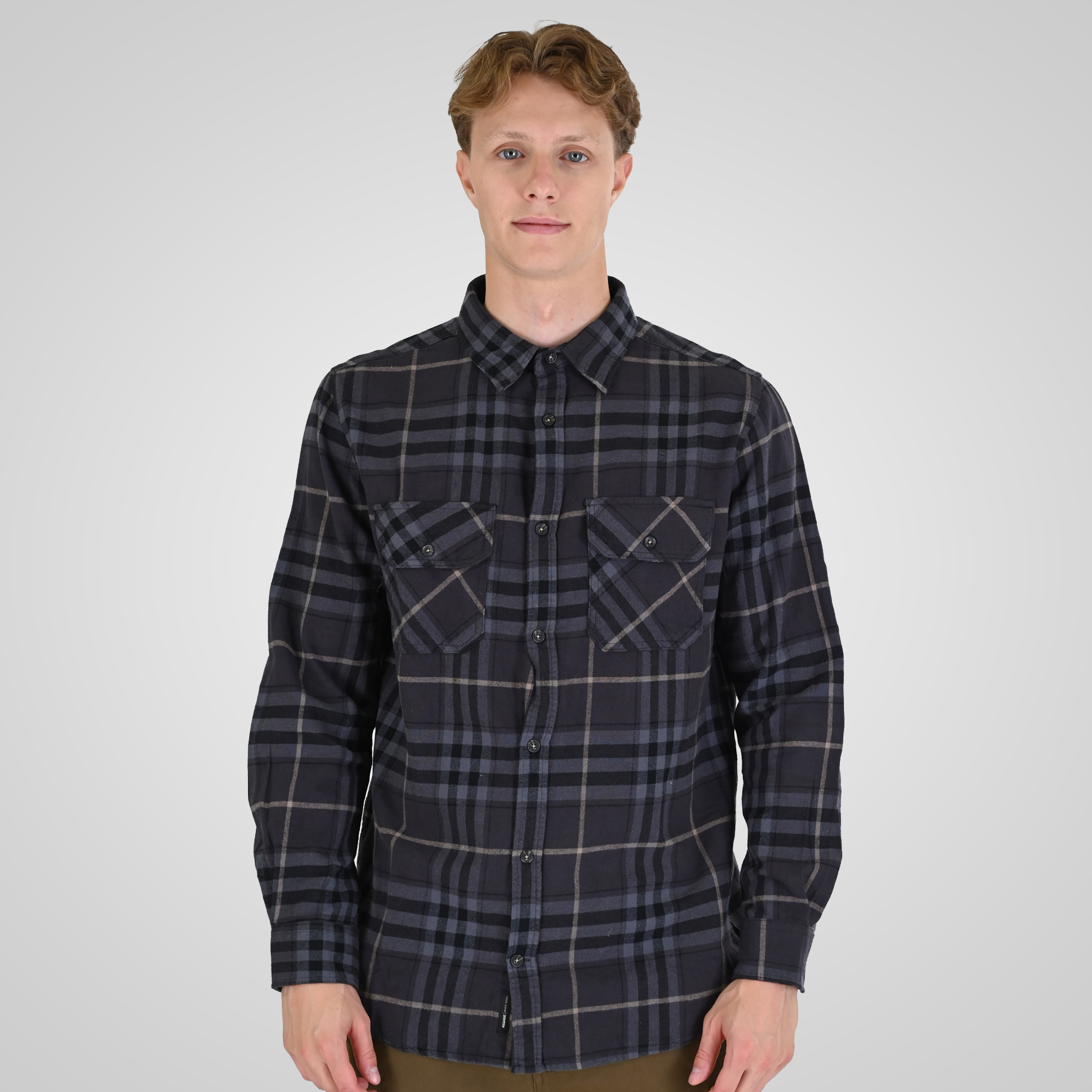 262RGS-5211 SHIRTS FLANNEL CC1 BLACK-GREY - Image 1