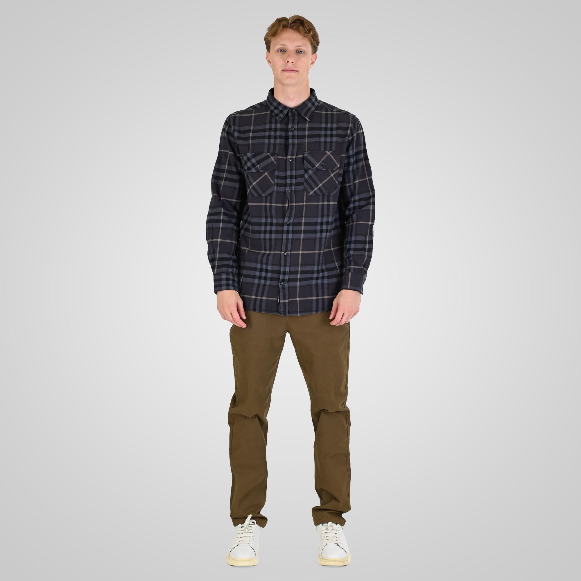 262RGS-5211 SHIRTS FLANNEL CC1 BLACK-GREY - Image 2