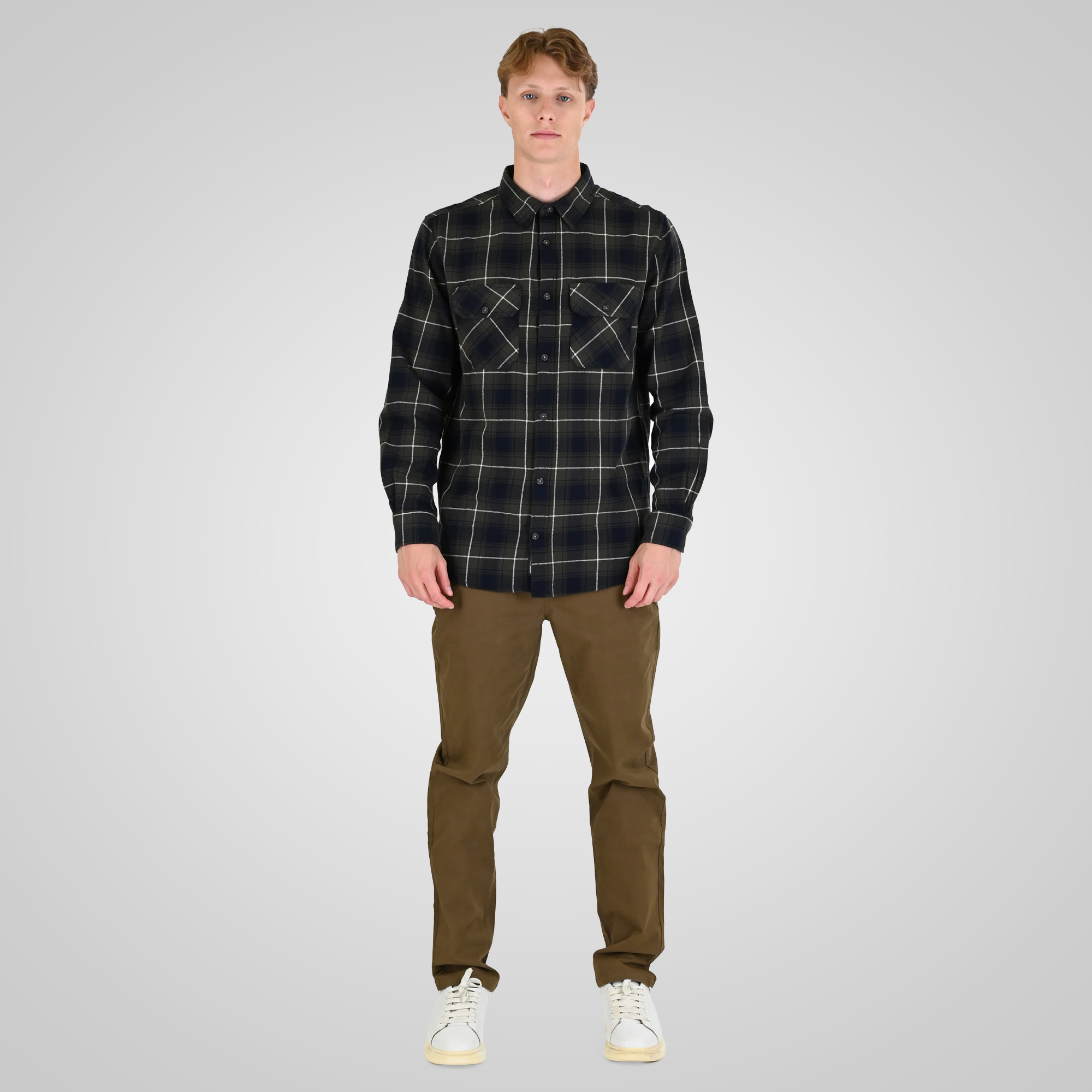 262RGS-5211 SHIRTS FLANNEL CC2 OLIVE-BLUE - Image 2
