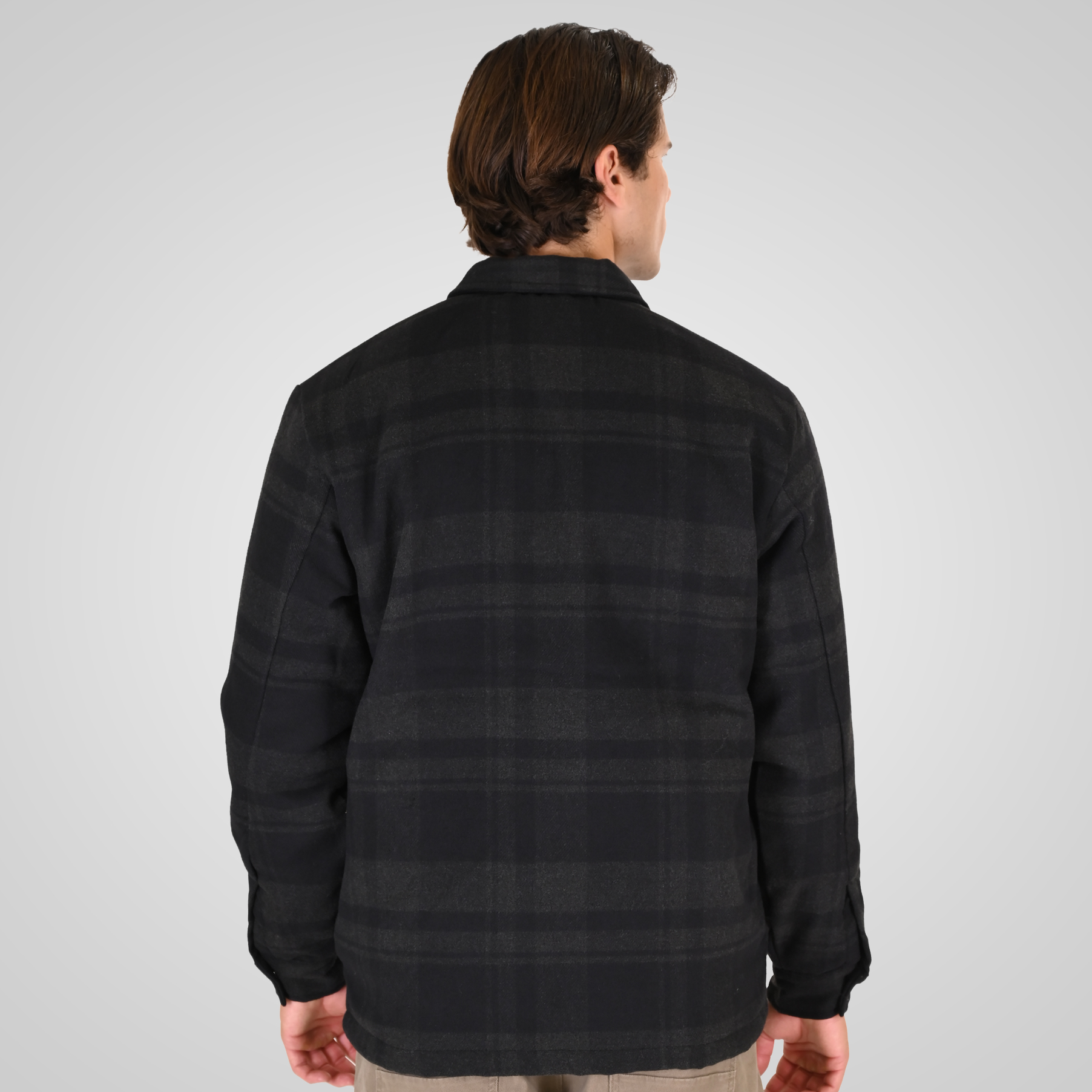 262RGS-5212 OVERSHIRTS WITH ZIPPER AND LIGHT PADDING (HEAVY FLANNEL) CC8 BLACK-ANTHRACITE - Image 4