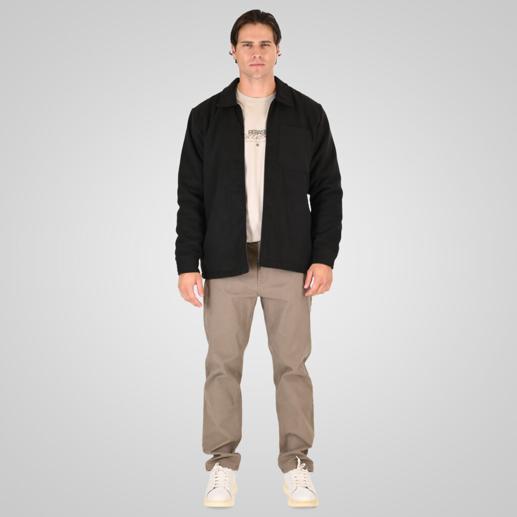 262RGS-5212 OVERSHIRTS WITH ZIPPER AND LIGHT PADDING (HEAVY FLANNEL) BLACK