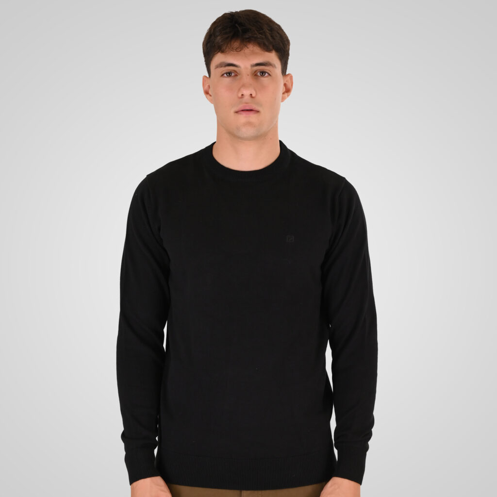 262RKNIT-8050 KNITS CREWNECK WITH DENSE EMBROIDERY BLACK