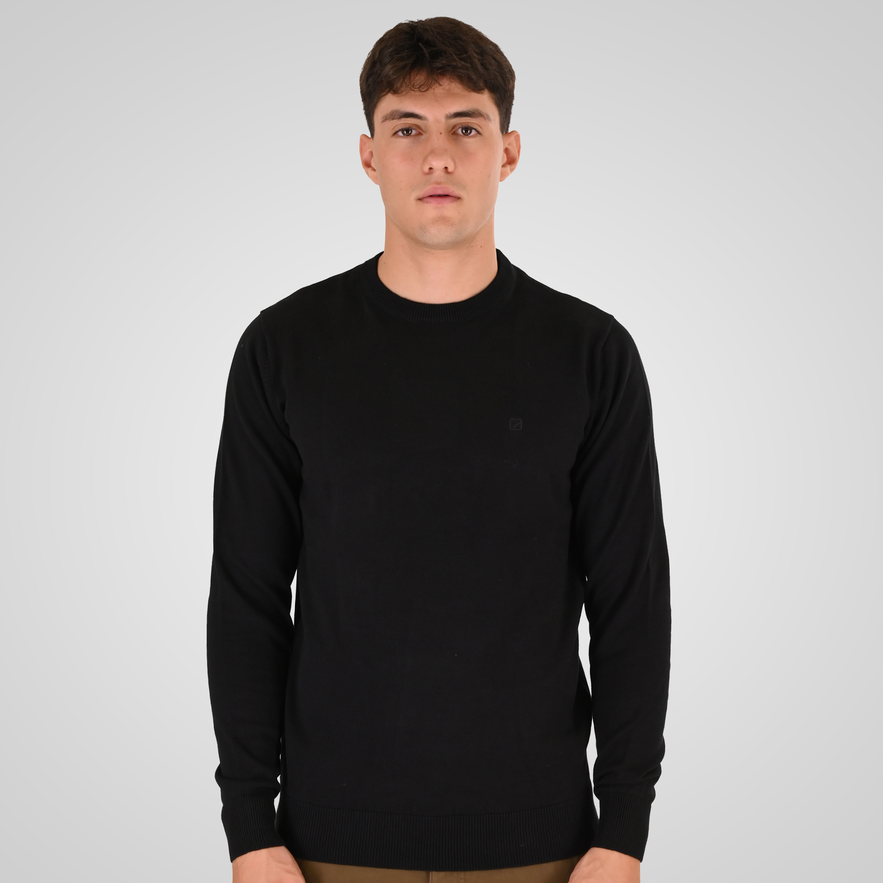 262RKNIT-8050 KNITS CREWNECK WITH DENSE EMBROIDERY BLACK - Image 1