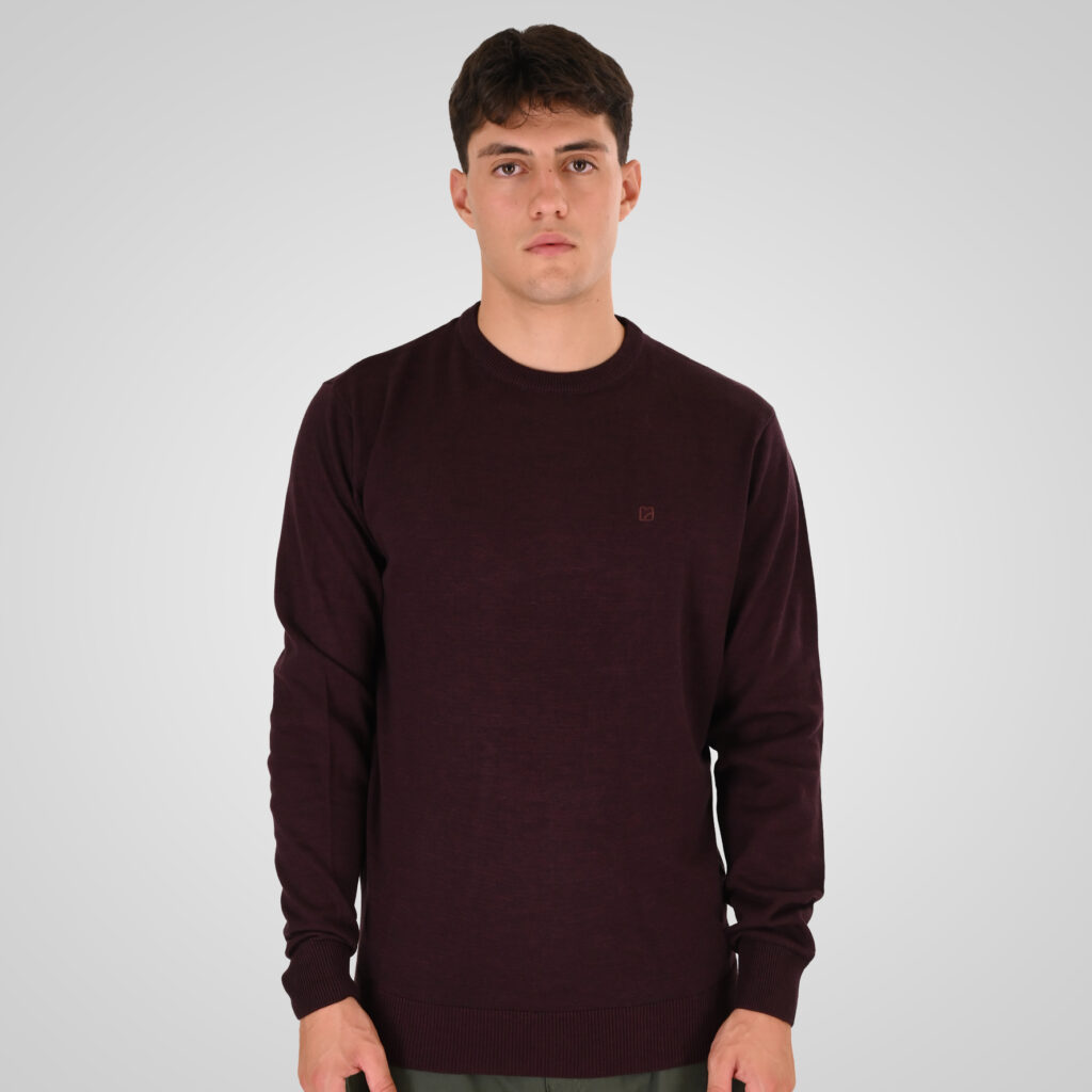 262RKNIT-8050 KNITS CREWNECK WITH DENSE EMBROIDERY BORDEAUX MELANGE