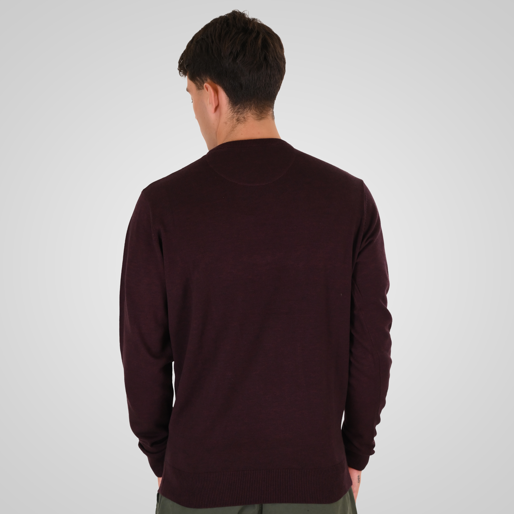 262RKNIT-8050 KNITS CREWNECK WITH DENSE EMBROIDERY BORDEAUX MELANGE - Image 4