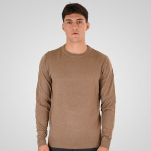 262RKNIT-8050 KNITS CREWNECK WITH DENSE EMBROIDERY CIGAR MELANGE