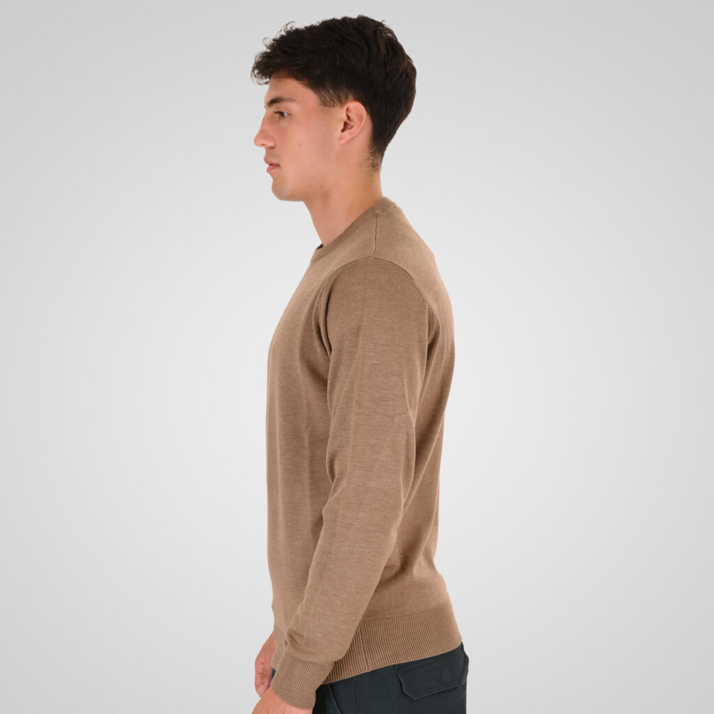 262RKNIT-8050 KNITS CREWNECK WITH DENSE EMBROIDERY CIGAR MELANGE