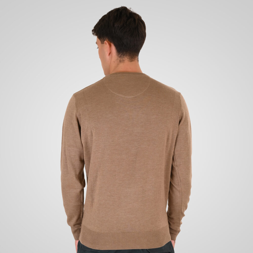 262RKNIT-8050 KNITS CREWNECK WITH DENSE EMBROIDERY CIGAR MELANGE