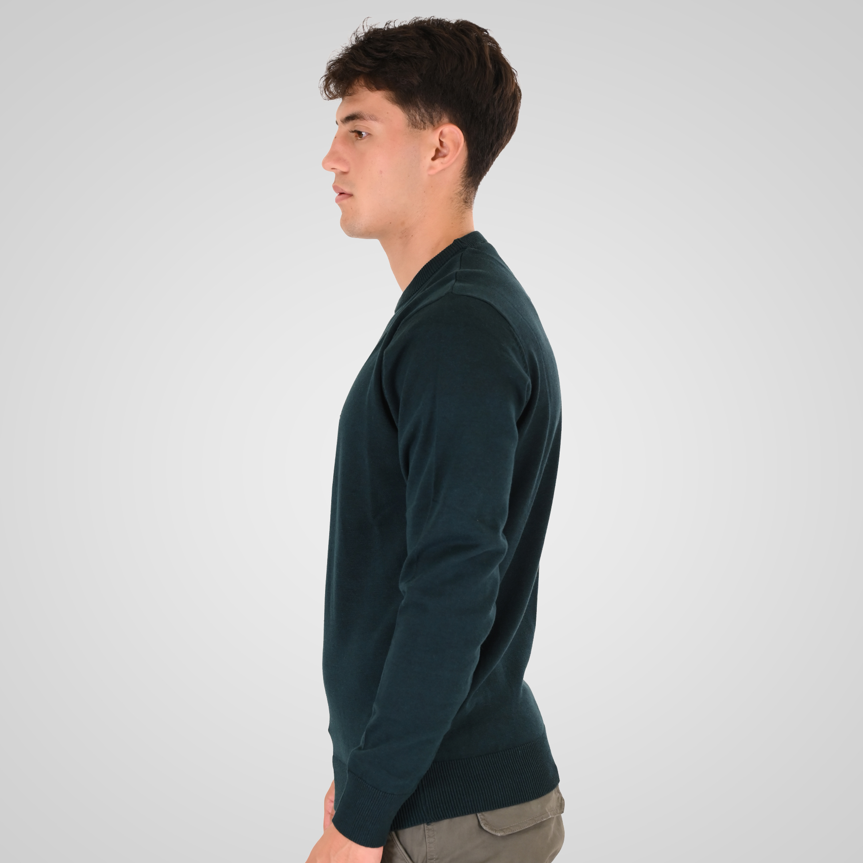 262RKNIT-8050 KNITS CREWNECK WITH DENSE EMBROIDERY DK TEAL MELANGE - Image 3
