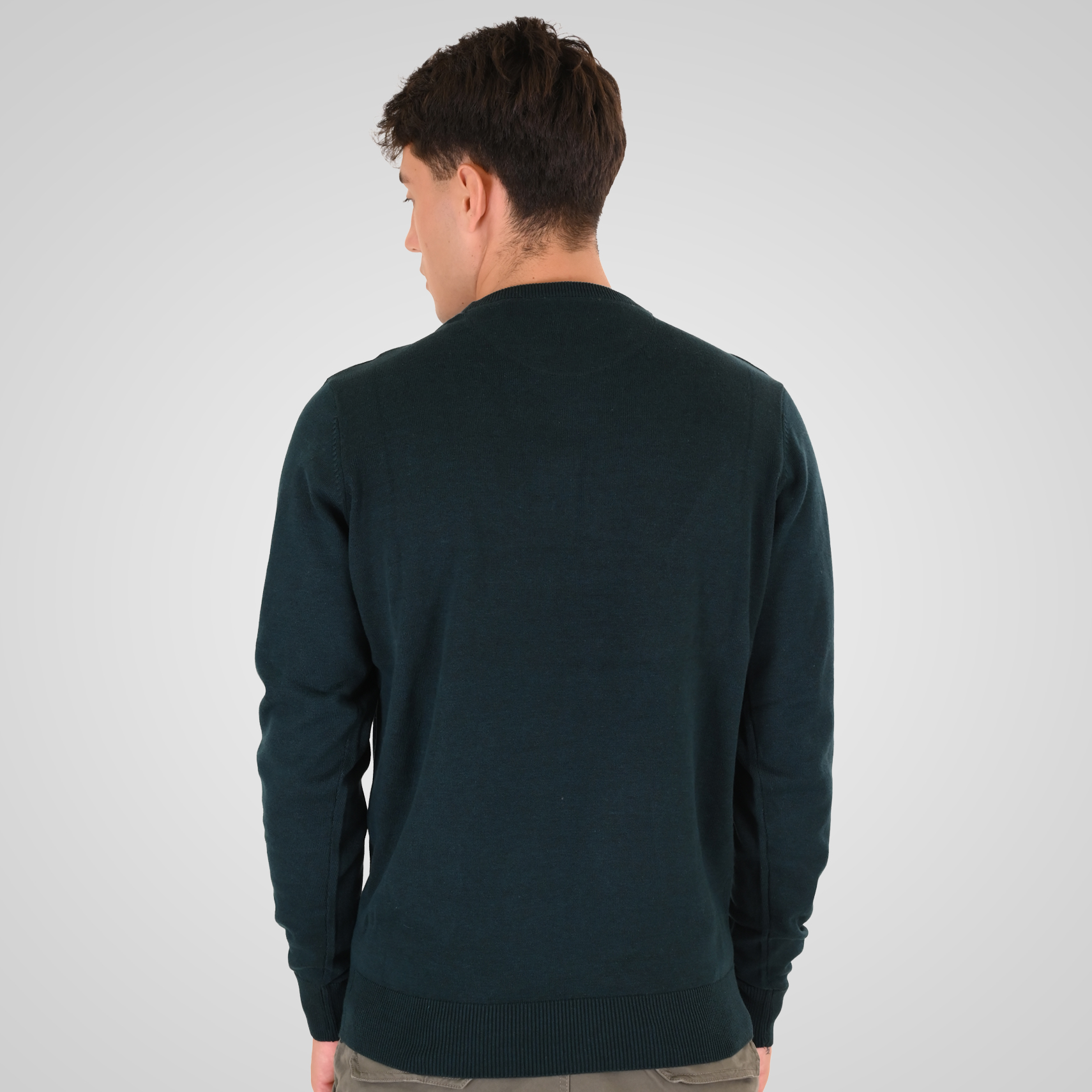 262RKNIT-8050 KNITS CREWNECK WITH DENSE EMBROIDERY DK TEAL MELANGE - Image 4