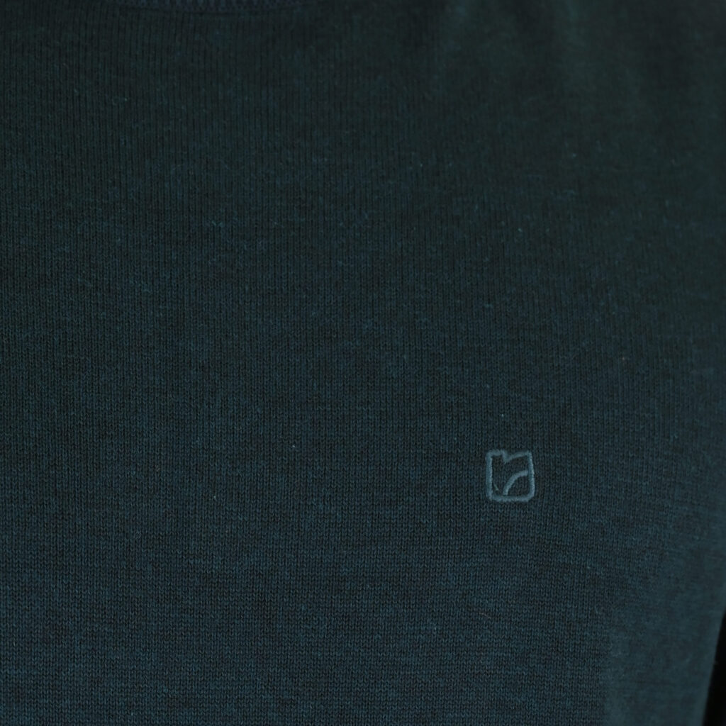 262RKNIT-8050 KNITS CREWNECK WITH DENSE EMBROIDERY DK TEAL MELANGE
