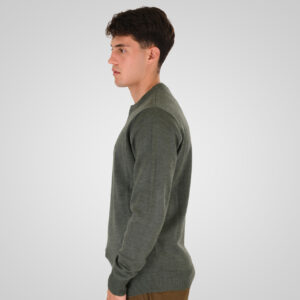 262RKNIT-8050 KNITS CREWNECK WITH DENSE EMBROIDERY GREY GREEN MELANGE - Image 3