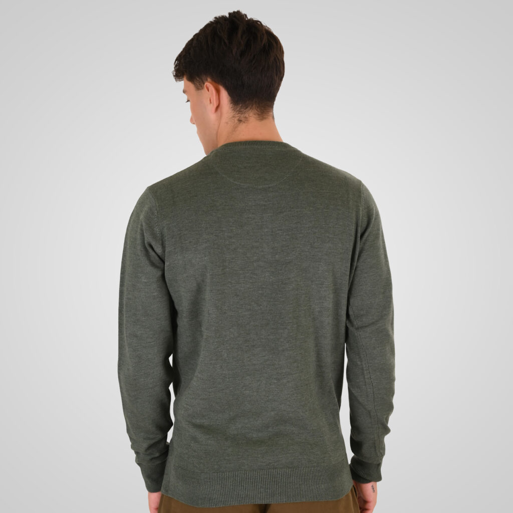 262RKNIT-8050 KNITS CREWNECK WITH DENSE EMBROIDERY GREY GREEN MELANGE