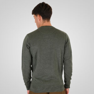 262RKNIT-8050 KNITS CREWNECK WITH DENSE EMBROIDERY GREY GREEN MELANGE - Image 4
