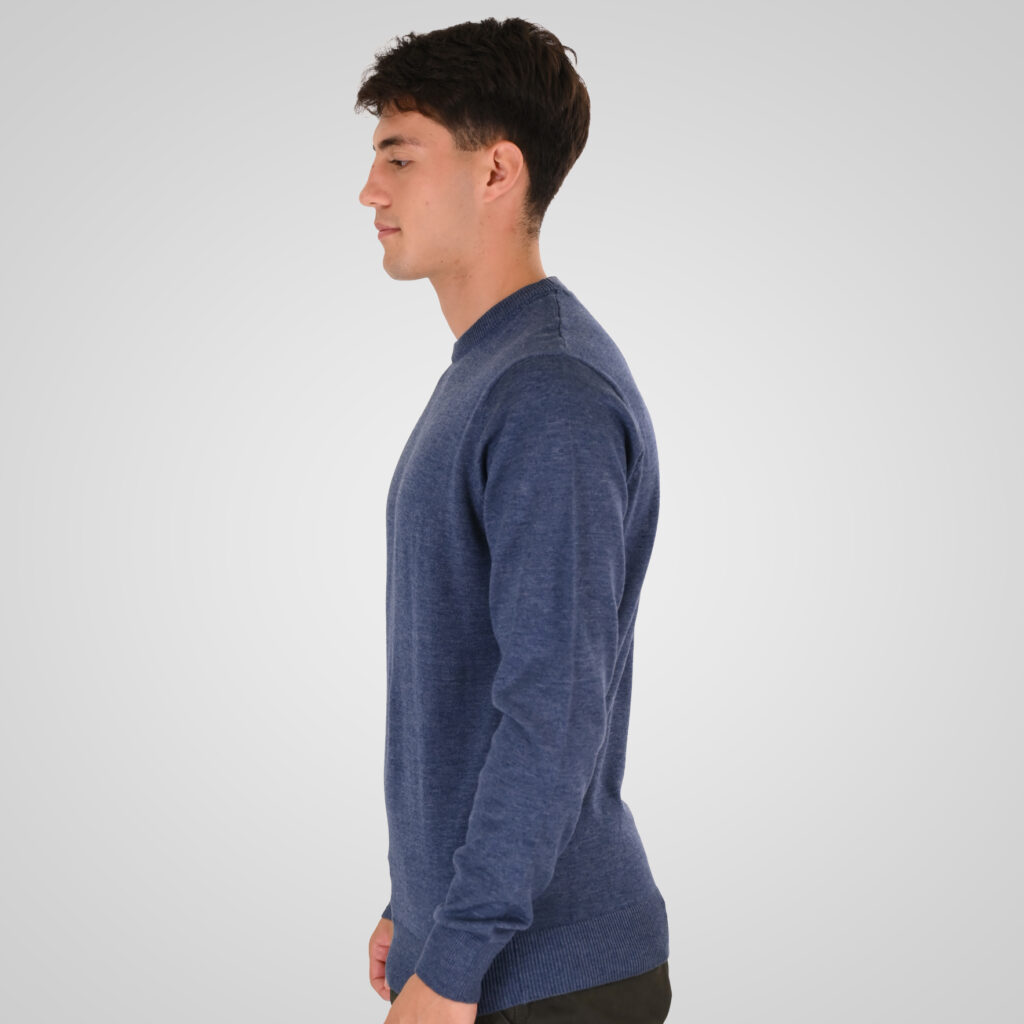 262RKNIT-8050 KNITS CREWNECK WITH DENSE EMBROIDERY INDIGO MELANGE