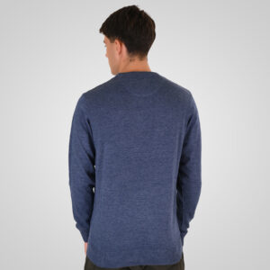 262RKNIT-8050 KNITS CREWNECK WITH DENSE EMBROIDERY INDIGO MELANGE - Image 4