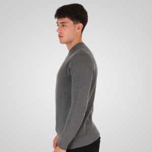 262RKNIT-8050 KNITS CREWNECK WITH DENSE EMBROIDERY KHAKI MELANGE - Image 3